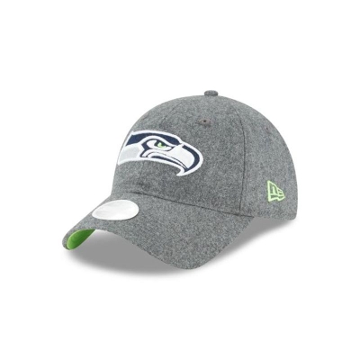 Grey Seattle Seahawks Hat - New Era NFL Melton Wool 9TWENTY Adjustable Caps USA6045817